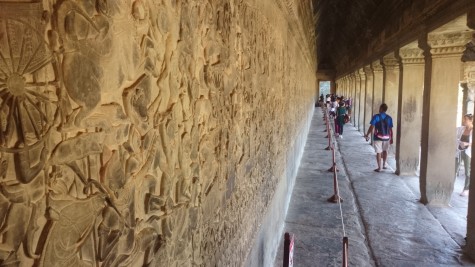 Carved relief in Angkor Wat... it's 800 meters long